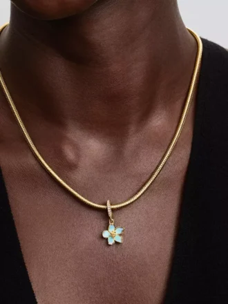 Dangle Charm „Blue Blossom“ mit 14-karätiger Vergoldung