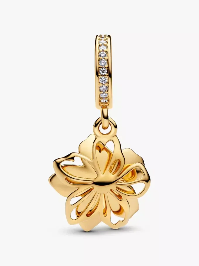 Dangle Charm „Blue Blossom“ mit 14-karätiger Vergoldung Dangle Charm „Blue Blossom“ mit 14-karätiger Vergoldung