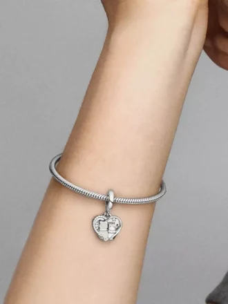 Dangle Charm „Cats & Hearts“ aus Sterlingsilber