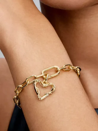 Dangle Charm „Drahtherz“ 14-karätig vergoldet