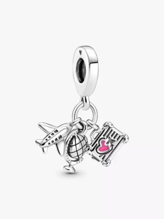 Dangle Charm „Flugzeug, Globus & Koffer“ aus Sterlingsilber