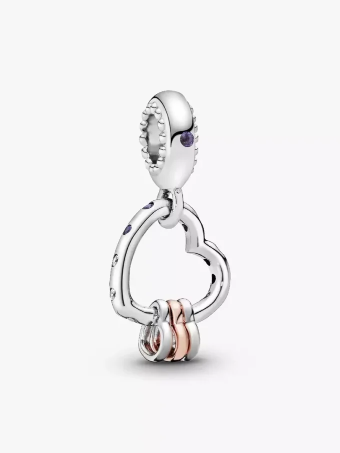 Dangle Charm „Heart Full of Hearts“ aus Sterlingsilber, 14 Karat Roségold-Beschichtung Dangle Charm „Heart Full of Hearts“ aus Sterlingsilber, 14 Karat Roségold-Beschichtung