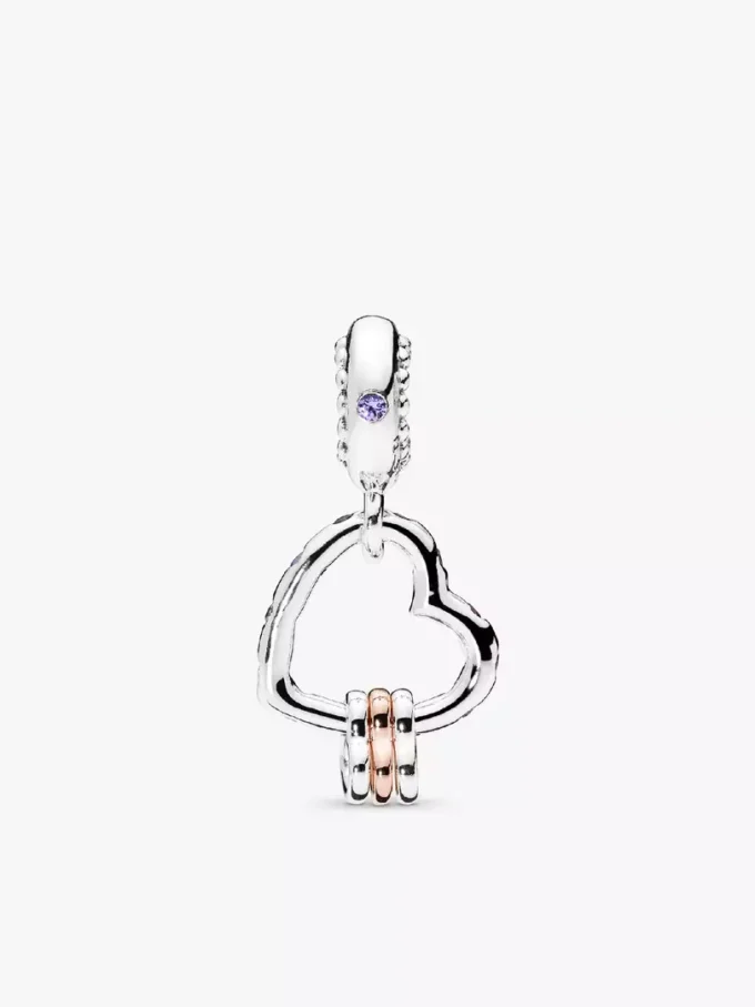 Dangle Charm „Heart Full of Hearts“ aus Sterlingsilber, 14 Karat Roségold-Beschichtung Dangle Charm „Heart Full of Hearts“ aus Sterlingsilber, 14 Karat Roségold-Beschichtung