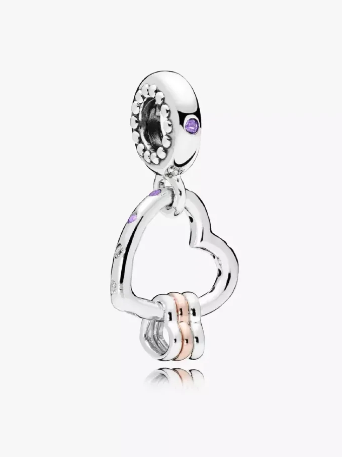 Dangle Charm „Heart Full of Hearts“ aus Sterlingsilber, 14 Karat Roségold-Beschichtung Dangle Charm „Heart Full of Hearts“ aus Sterlingsilber, 14 Karat Roségold-Beschichtung