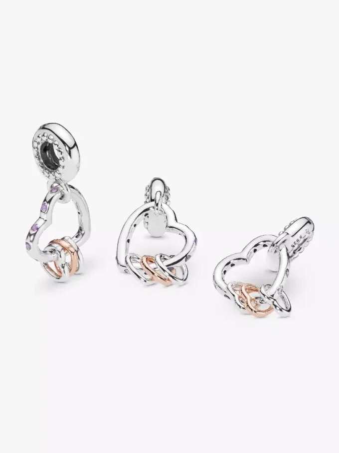 Dangle Charm „Heart Full of Hearts“ aus Sterlingsilber, 14 Karat Roségold-Beschichtung Dangle Charm „Heart Full of Hearts“ aus Sterlingsilber, 14 Karat Roségold-Beschichtung