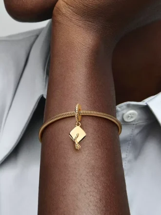 Dangle Charm in Form einer Abschlusskappe, 14 Karat vergoldet