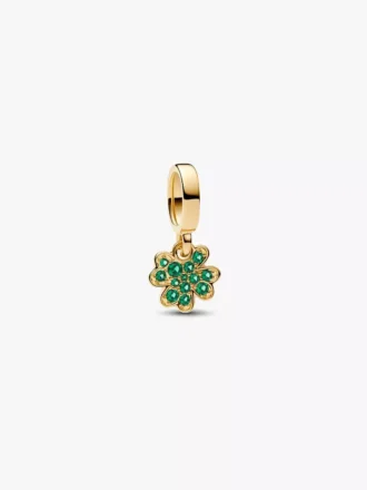 Dangle Charm in Form eines vierblättrigen Kleeblatts, 14-karätig vergoldet