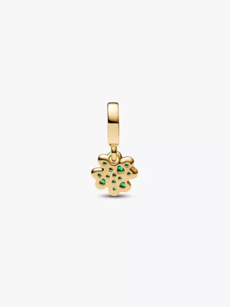 Dangle Charm in Form eines vierblättrigen Kleeblatts, 14-karätig vergoldet