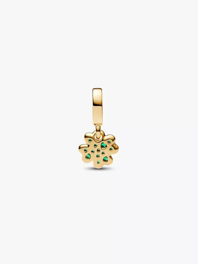 Dangle Charm in Form eines vierblättrigen Kleeblatts, 14-karätig vergoldet Dangle Charm in Form eines vierblättrigen Kleeblatts, 14-karätig vergoldet