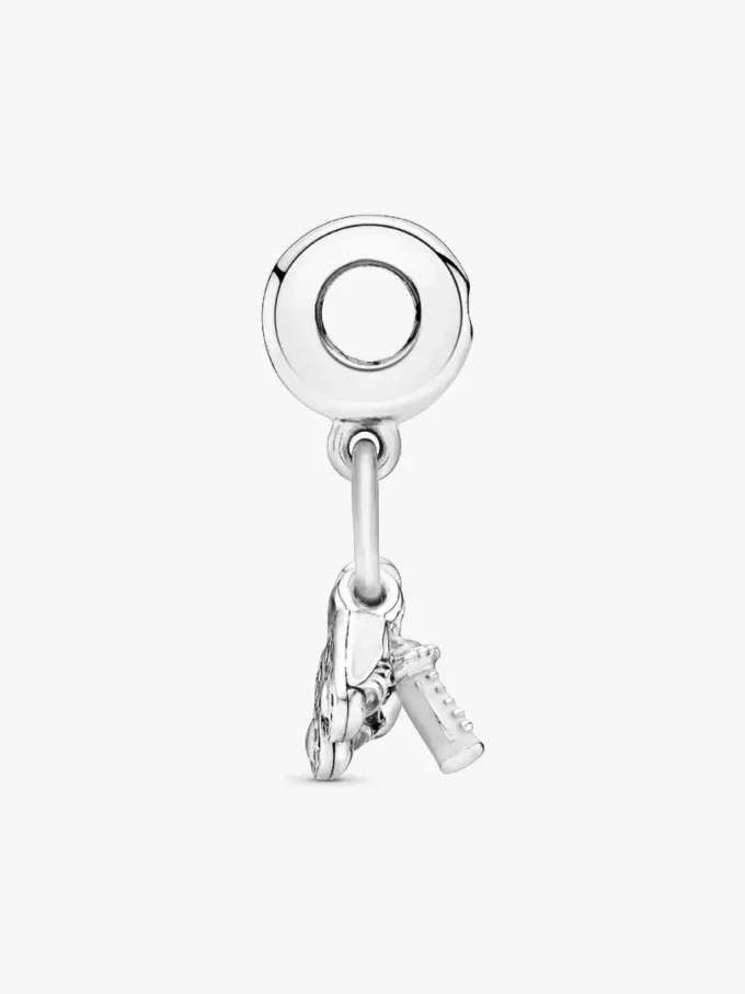 Dangle Charm in Form von Babyflasche und Schuhen aus Sterlingsilber Dangle Charm in Form von Babyflasche und Schuhen aus Sterlingsilber