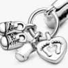 Dangle Charm in Form von Babyflasche und Schuhen aus Sterlingsilber Dangle Charm in Form von Babyflasche und Schuhen aus Sterlingsilber