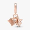 Dangle Charm mit Flugzeug, Globus und Koffer – 14 Karat Roségold-Beschichtung Dangle Charm mit Flugzeug, Globus und Koffer – 14 Karat Roségold-Beschichtung