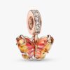 Dangle Charm mit rosa-gelbem Murano Glass-Schmetterling – 14 Karat Roségold-Beschichtung Dangle Charm mit rosa-gelbem Murano Glass-Schmetterling – 14 Karat Roségold-Beschichtung