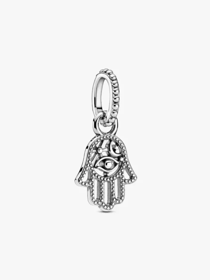 Dangle Charm mit schützender Hamsa-Hand aus Sterlingsilber