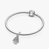 Dangle Charm mit schützender Hamsa-Hand aus Sterlingsilber