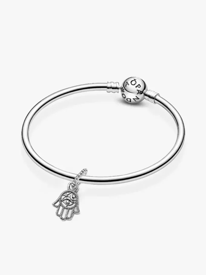 Dangle Charm mit schützender Hamsa-Hand aus Sterlingsilber