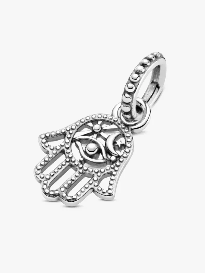 Dangle Charm mit schützender Hamsa-Hand aus Sterlingsilber