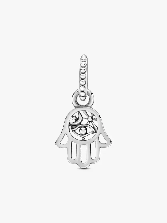 Dangle Charm mit schützender Hamsa-Hand aus Sterlingsilber