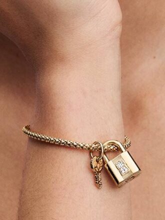 Dangle Charm mit Vorhängeschloss und Schlüssel – 14-karätige Vergoldung Dangle Charm mit Vorhängeschloss und Schlüssel – 14-karätige Vergoldung