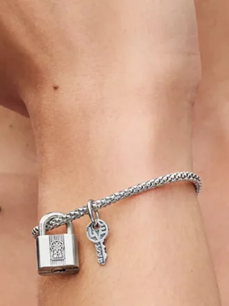 Dangle Charm mit Vorhängeschloss und Schlüssel aus Sterlingsilber Dangle Charm mit Vorhängeschloss und Schlüssel aus Sterlingsilber