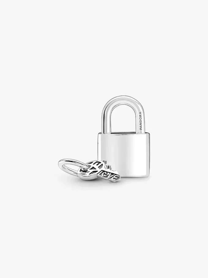 Dangle Charm mit Vorhängeschloss und Schlüssel aus Sterlingsilber Dangle Charm mit Vorhängeschloss und Schlüssel aus Sterlingsilber