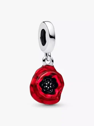 Dangle Charm „Red Flower“ aus Sterlingsilber