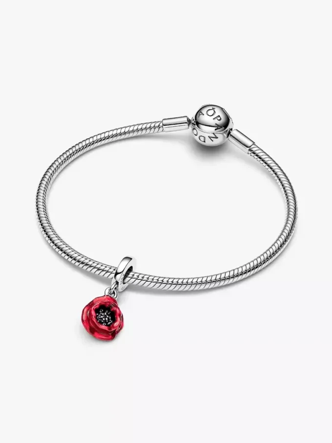 Dangle Charm „Red Flower“ aus Sterlingsilber Dangle Charm „Red Flower“ aus Sterlingsilber