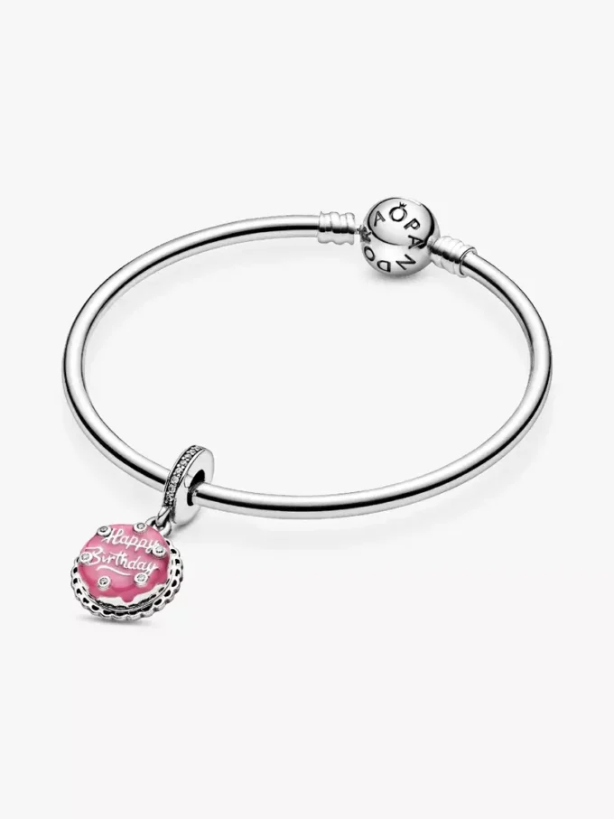 Dangle Charm „Rosa Geburtstagstorte“ aus Sterlingsilber Dangle Charm „Rosa Geburtstagstorte“ aus Sterlingsilber