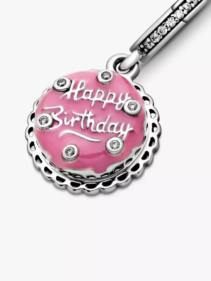 Dangle Charm „Rosa Geburtstagstorte“ aus Sterlingsilber Dangle Charm „Rosa Geburtstagstorte“ aus Sterlingsilber