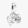 Dangle Charm „Rose Heart Padlock“ aus Sterlingsilber Dangle Charm „Rose Heart Padlock“ aus Sterlingsilber