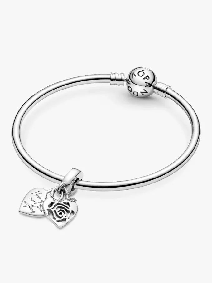 Dangle Charm „Rose Heart Padlock“ aus Sterlingsilber Dangle Charm „Rose Heart Padlock“ aus Sterlingsilber