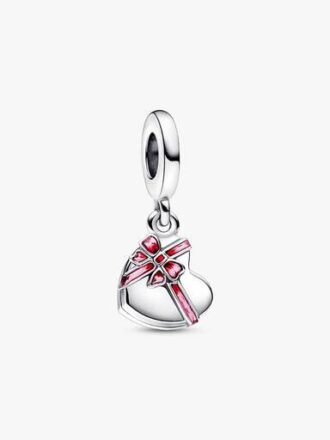 Dangle Charm „Schokoladen-Geschenkbox mit aufklappbarem Herz“ – Sterlingsilber