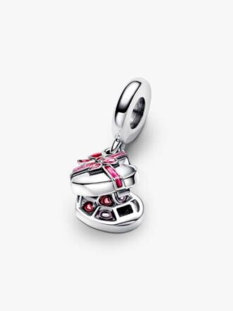 Dangle Charm „Schokoladen-Geschenkbox mit aufklappbarem Herz“ – Sterlingsilber