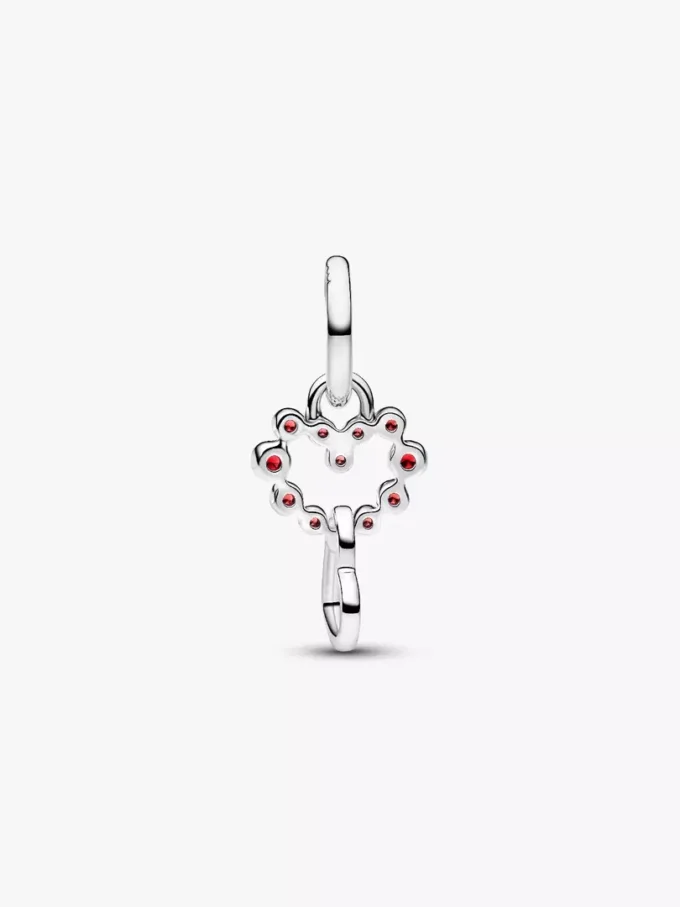 Dangle Charm „Verbundene Herzen & rote Steine“ aus Sterlingsilber Dangle Charm „Verbundene Herzen & rote Steine“ aus Sterlingsilber