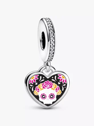 „Day of the Dead“ Sugar Skull Dangle Charm aus Sterlingsilber
