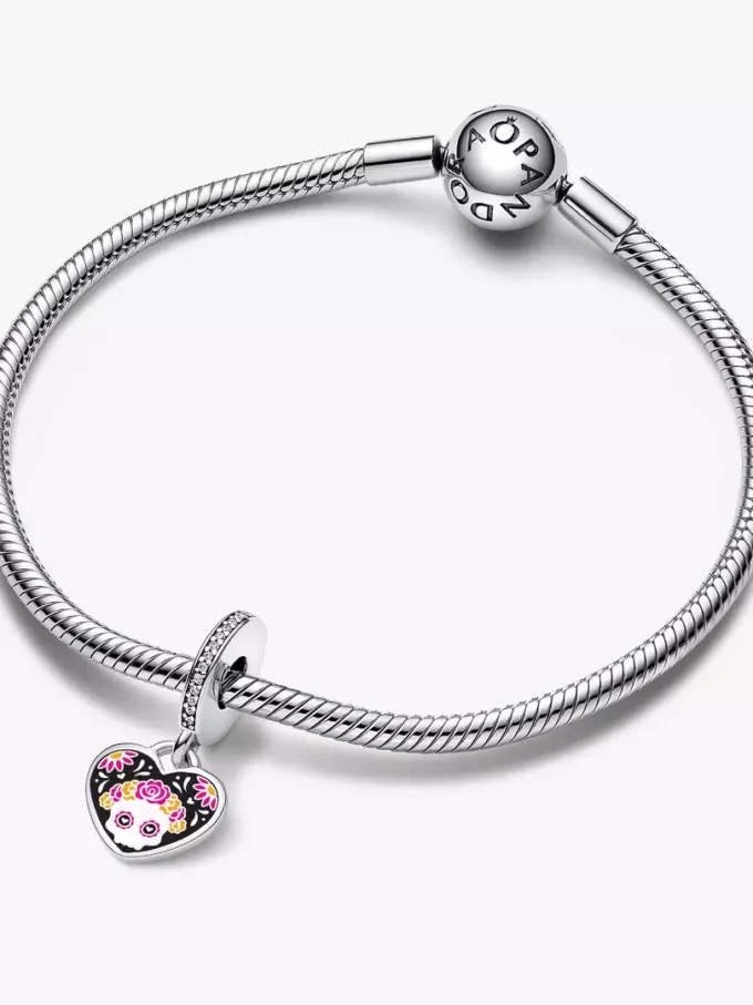„Day of the Dead“ Sugar Skull Dangle Charm aus Sterlingsilber „Day of the Dead“ Sugar Skull Dangle Charm aus Sterlingsilber