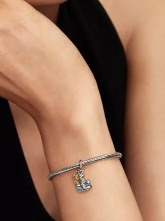 Disney Aristocats Duchess & Kätzchen-Dangle Charm aus Sterlingsilber, 14-karätig vergoldet