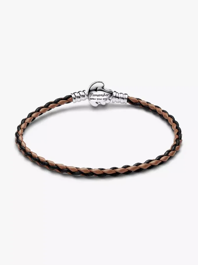 Disney Der König der Löwen Verschluss Pandora Moments geflochtenes Lederarmband Sterlingsilber