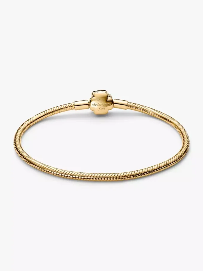Disney „Die Schöne und das Biest“ – Armband mit Snake Chain und verzauberter Rose, 14-karätig vergoldet