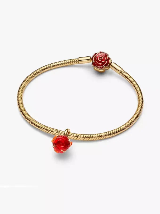 Disney „Die Schöne und das Biest“ – Dangle Charm mit verzauberter Rose, 14-karätig vergoldet Disney „Die Schöne und das Biest“ – Dangle Charm mit verzauberter Rose, 14-karätig vergoldet