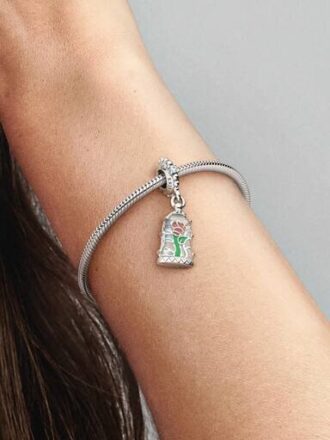 Disney „Die Schöne und das Biest“ Enchanted Rose Dangle Charm – Sterlingsilber
