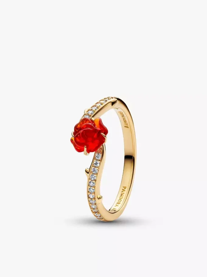 Disney „Die Schöne und das Biest“ – Ring mit verzauberter Rose, 14-karätige Vergoldung Disney „Die Schöne und das Biest“ – Ring mit verzauberter Rose, 14-karätige Vergoldung