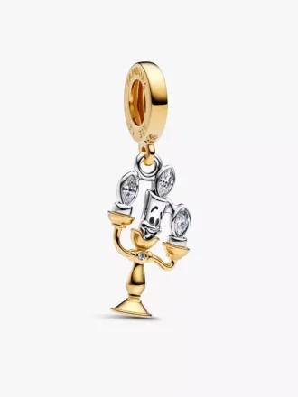 Disney „Die Schöne und das Biest“ Lumiere-Dangle Charm aus Sterlingsilber, 14-karätig vergoldet