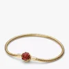 Disney „Die Schöne und das Biest“ – Armband mit Snake Chain und verzauberter Rose, 14-karätig vergoldet