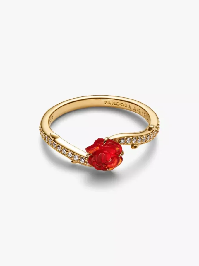 Disney „Die Schöne und das Biest“ – Ring mit verzauberter Rose, 14-karätige Vergoldung Disney „Die Schöne und das Biest“ – Ring mit verzauberter Rose, 14-karätige Vergoldung