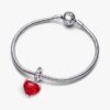 Disney Mickey & Minnie Mouse Kiss Dangle Charm aus rotem Murano Glass – Sterlingsilber Disney Mickey & Minnie Mouse Kiss Dangle Charm aus rotem Murano Glass – Sterlingsilber