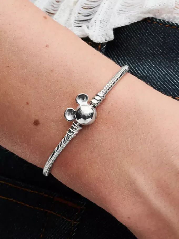 Disney Mickey Mouse Clasp Moments Snake Chain Armband aus Sterlingsilber Disney Mickey Mouse Clasp Moments Snake Chain Armband aus Sterlingsilber