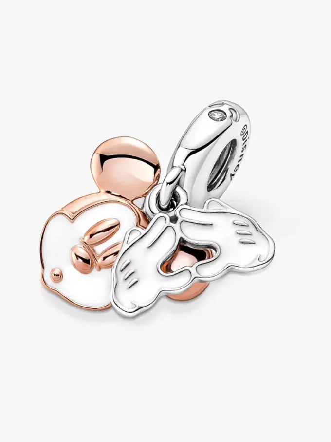 Disney Mickey Mouse Dangle Charm aus Sterlingsilber, 14 Karat Roségold-Beschichtung Disney Mickey Mouse Dangle Charm aus Sterlingsilber, 14 Karat Roségold-Beschichtung