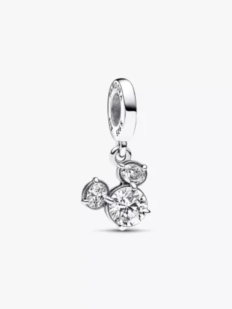 Disney Mickey Mouse funkelnder Kopf-Silhouette-Dangle Charm aus Sterlingsilber