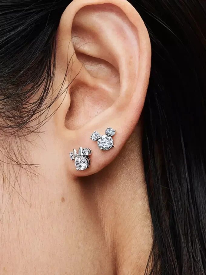 Disney Mickey Mouse & Minnie Mouse funkelnde Ohrringe aus Sterlingsilber Disney Mickey Mouse & Minnie Mouse funkelnde Ohrringe aus Sterlingsilber